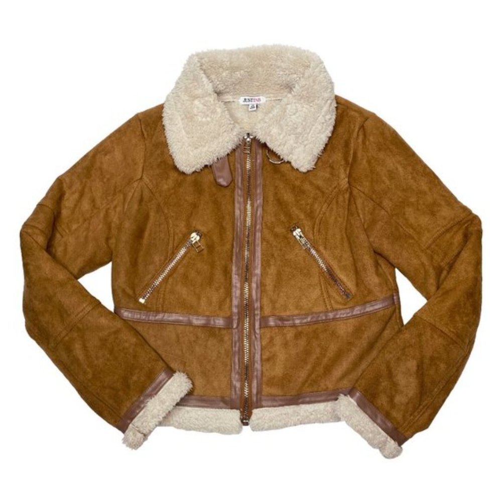 JustFab Sherpa Suede Coat Women's XL